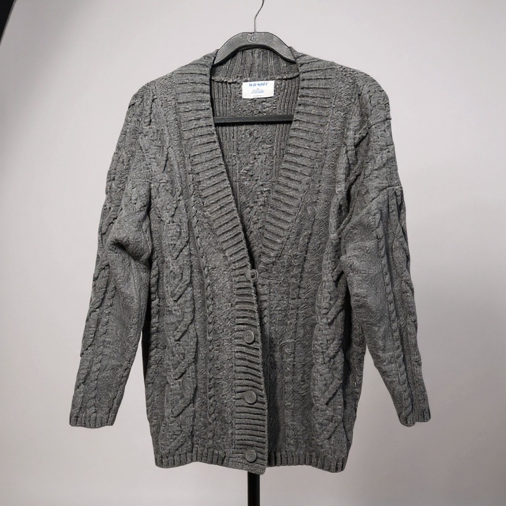 Old Navy Womens Gray Cable Knit Cardigan Sweater Button Front Size Medium